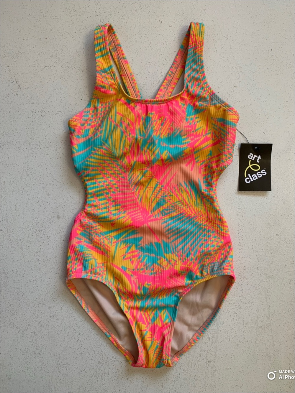 Art Class Girls Bright Tropical One Piece Swimsuit Size Medium NWT Beach Swim